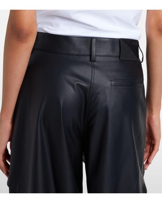 Loewe Black Paneled Leather Wide-Leg Pants