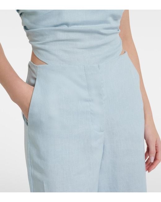Faithfull The Brand Blue Lulea Linen Wide-Leg Pants