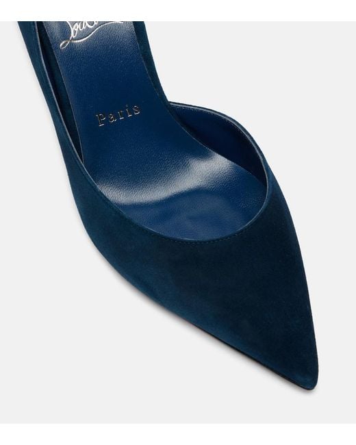 Christian Louboutin Blue Iriza 85 Suede D'Orsay Pumps