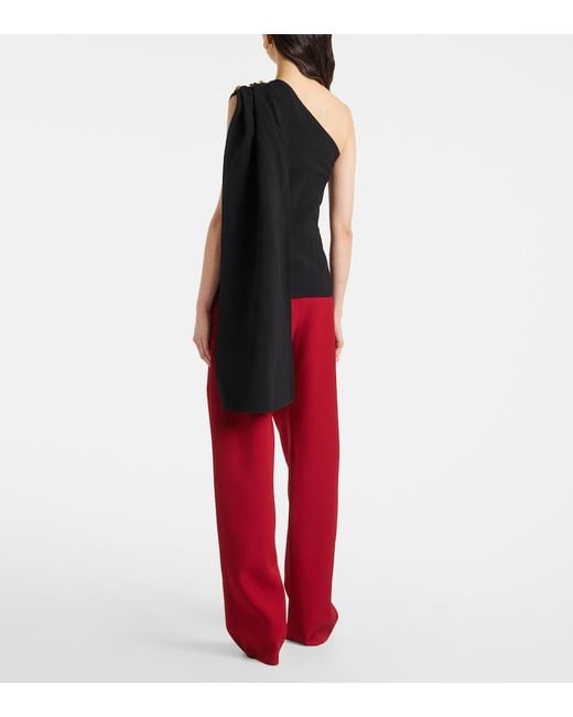 Bottega Veneta Black Asymmetric Wool Blend Top For