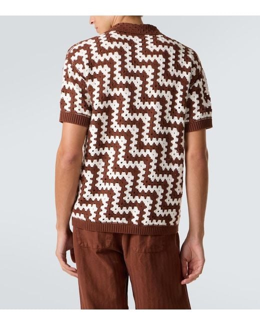 Frescobol Carioca Brown Pinto Crochet Cotton Cardigan for men
