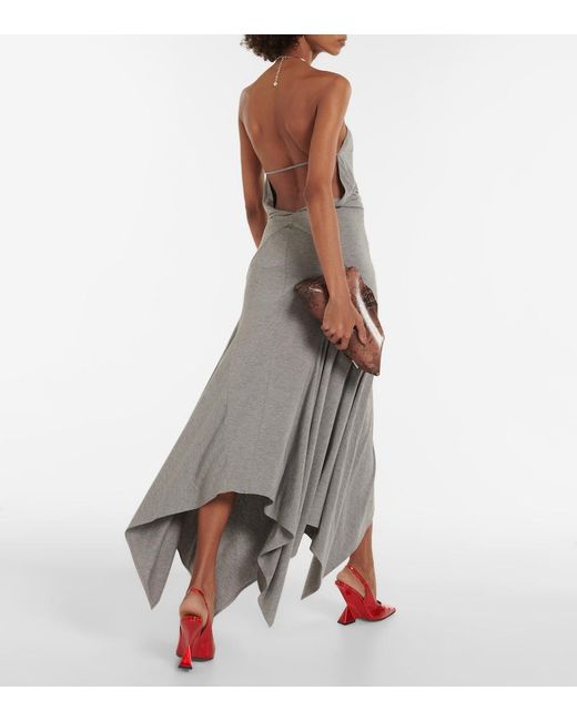 The Attico Gray Halterneck Maxi Dress