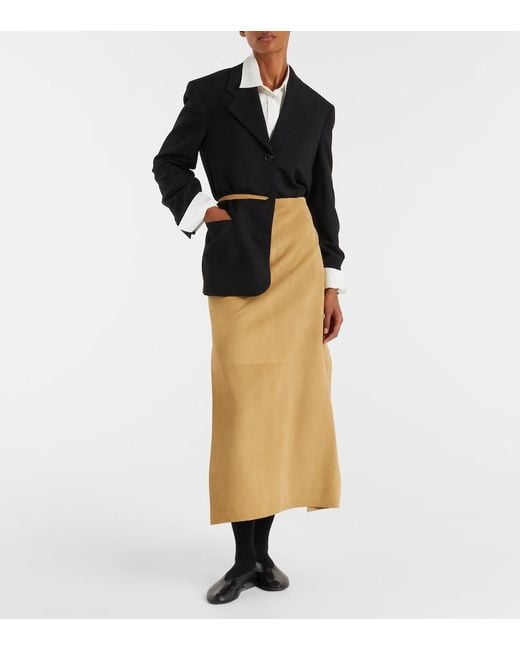 The Row Natural Danas Suede Wrap Skirt