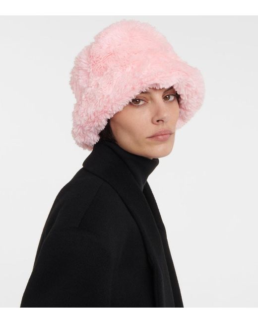 Ruslan Baginskiy Pink Faux Fur Bucket Hat