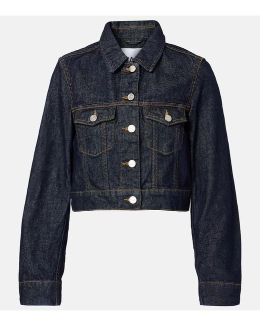 Ganni Blue Cropped Denim Jacket