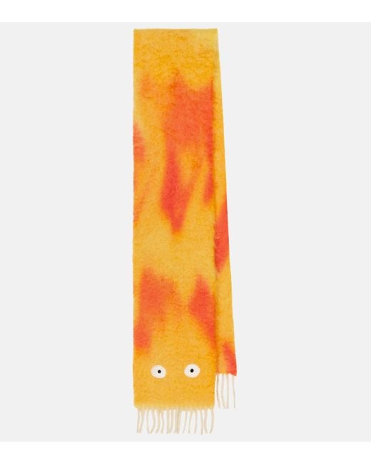 Loewe Orange X Howl's Moving Castle Calcifer Wool And Mohair Scarf