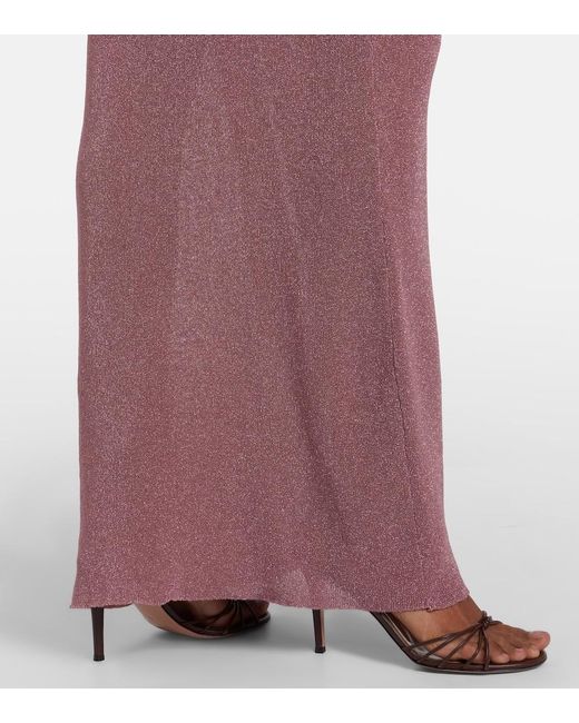 AYA MUSE Purple Knitted Lame Maxi Dress