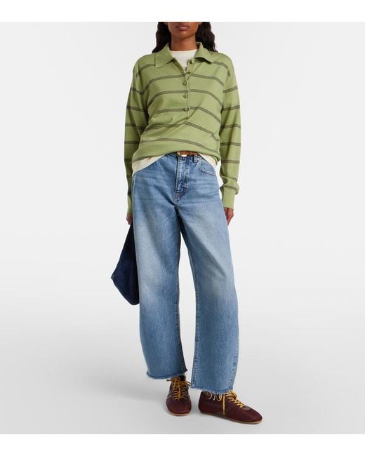 FRAME Blue Bubble Cropped Barrel-Leg Jeans
