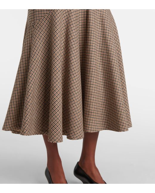 Patou Natural Houndstooth Wool-Blend Flannel Midi Skirt