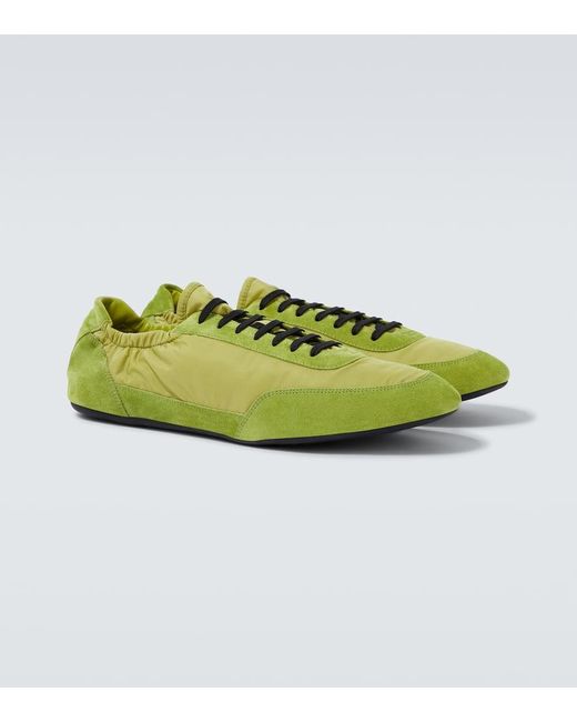 Prada Green Collapse Re-Nylon And Suede Sneakers for men