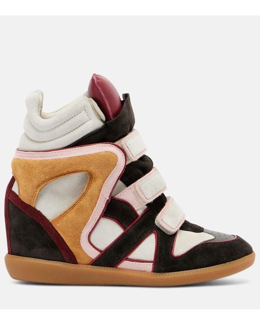 Isabel Marant Multicolor Bekett Suede And Leather Wedge Sneakers