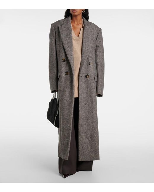 Stella McCartney Gray Double-Breasted Wool And Silk-Blend Coat
