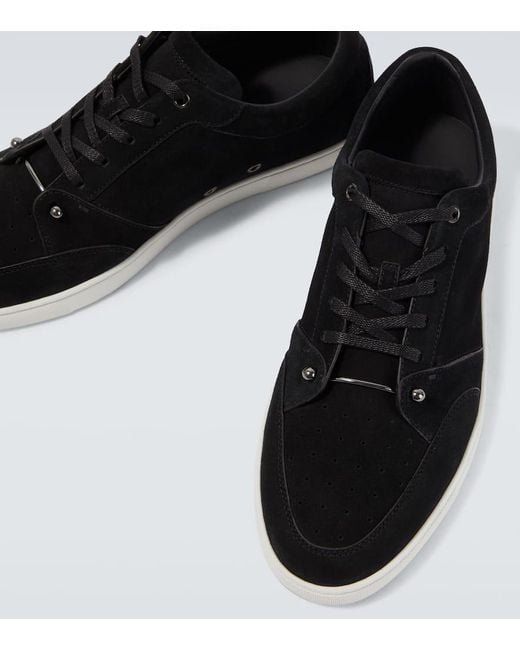 Christian Louboutin Black Chambelisneak Suede Sneakers for men