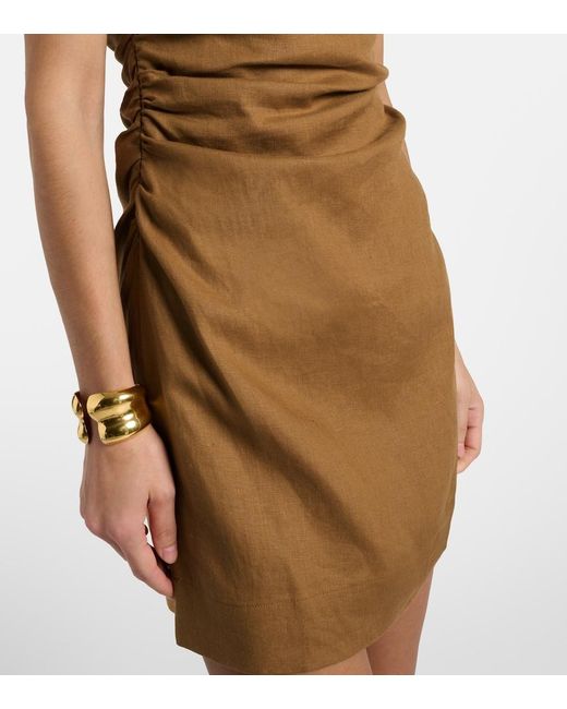 Faithfull The Brand Brown Marga Linen Minidress