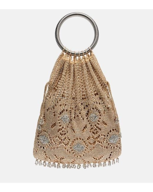 Rabanne Natural Beaded Crochet Lame Tote Bag