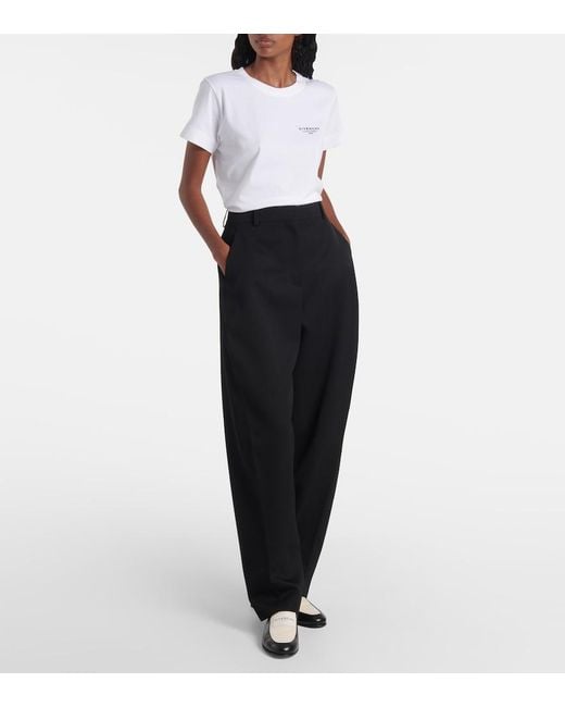 Givenchy Black Cocoon Wool Grain De Poudre Barrel-Leg Pants