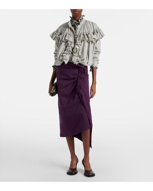 Dries Van Noten White Ruffled Cotton Jersey Blouse