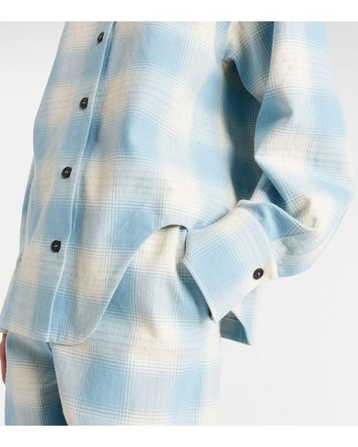 The Attico Blue Plaid Cotton And Wool Shirt