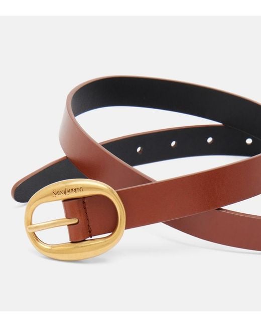 Saint Laurent Brown Leather Belt