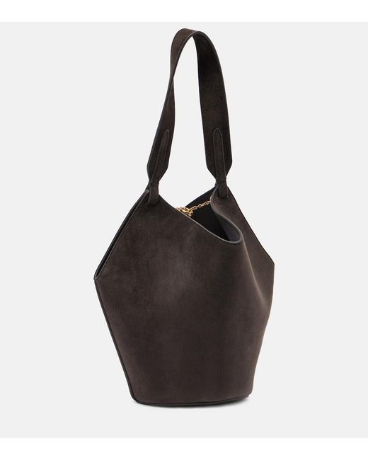 Khaite Black Lotus Mini Suede Tote Bag