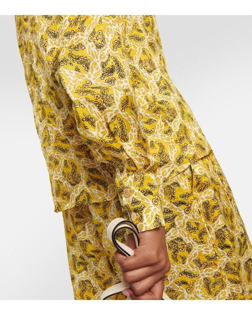 Isabel Marant Yellow Leidy Printed Satin Blouse