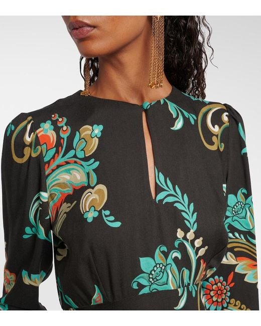 Etro Black Floral Midi Dress