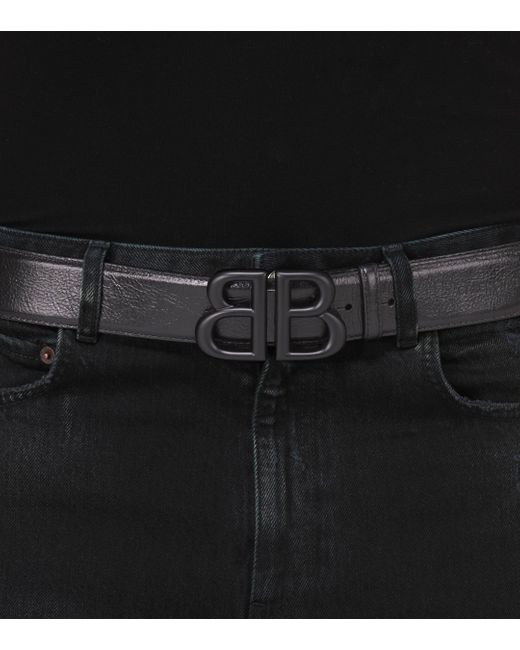 Balenciaga Black Monaco Bb Leather Belt for men
