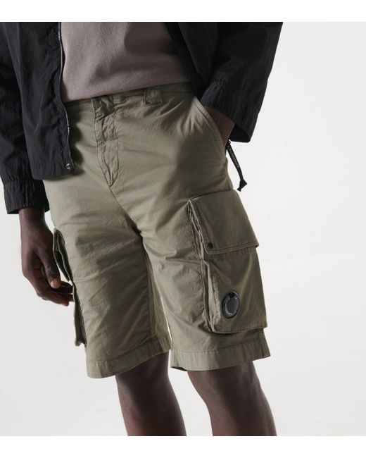 C P Company Green Cotton-blend Cargo Shorts for men