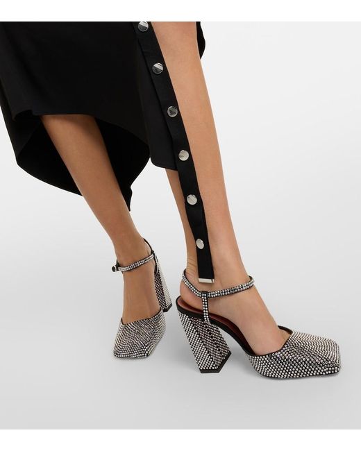 AMINA MUADDI Metallic Charlotte 95 Embellished Satin Pumps
