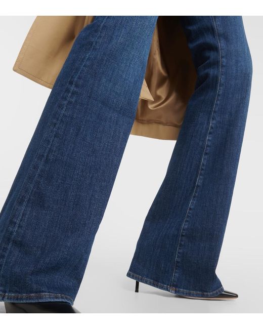 FRAME Blue High-Rise Flared Jeans