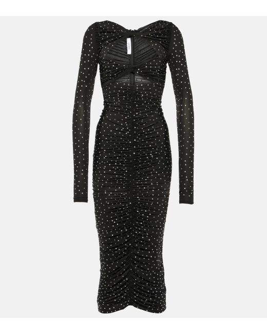 Alex Perry Black Crystal-embellished Cutout Jersey Midi Dress