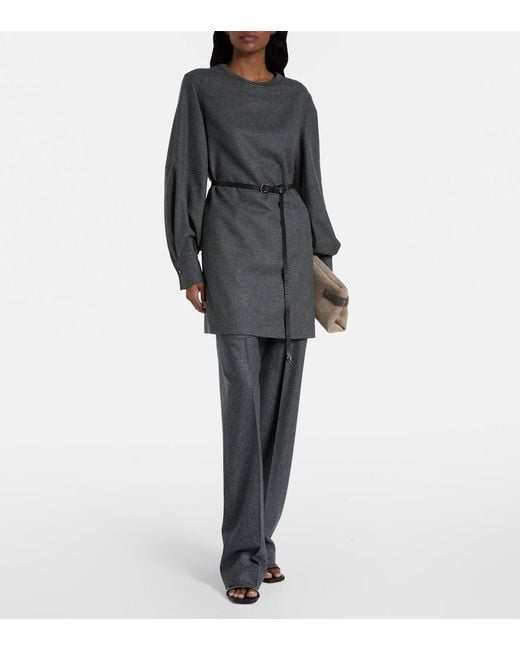 Brunello Cucinelli Gray Wool And Cashmere Minidress