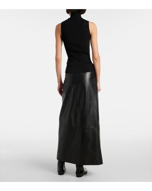 Khaite Black Benita Ribbed-Knit Turtleneck Top