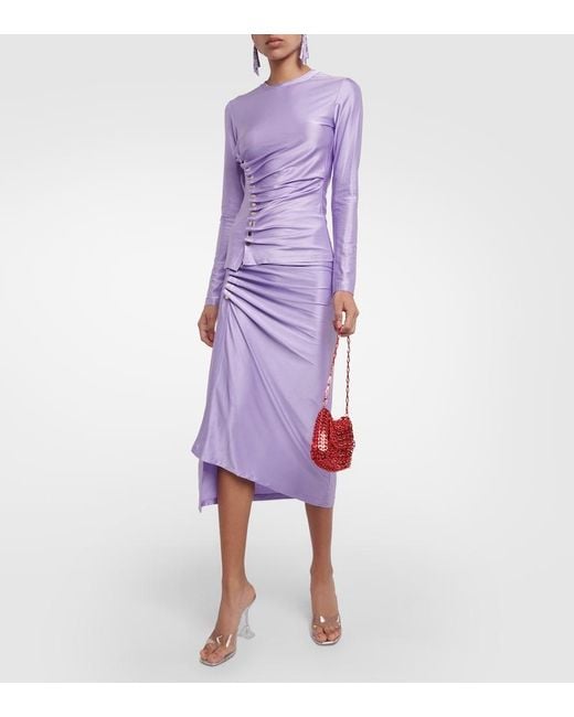 Rabanne Purple Gathered Satin Top