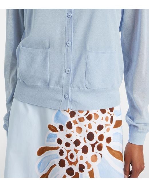 Dorothee Schumacher Blue Summer Semi-Sheer Cotton-Blend Cardigan