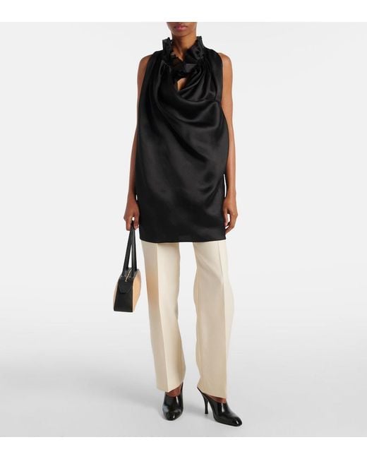 Khaite Black Meegan Draped Silk Top