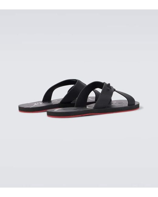 Christian Louboutin Loubi Cross Rubber Slides in Brown for