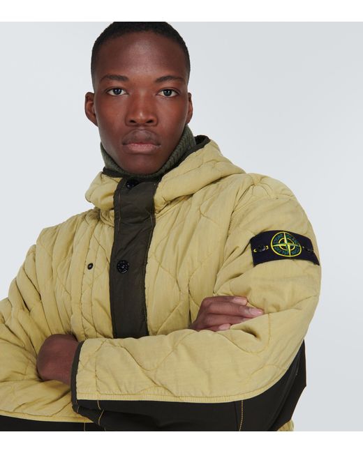 Stone Island Quilted Coat in Natural for Men | Lyst
