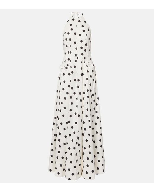 Rebecca Vallance White Maisie Polka-Dot Cotton-Blend Maxi Dress
