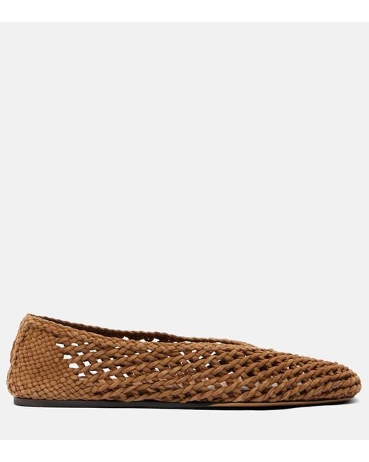Le Monde Beryl Brown Regency Woven Suede Ballet Flats