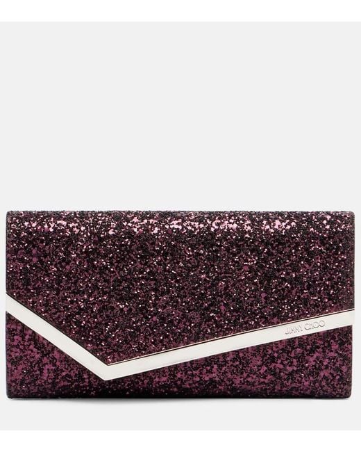 Clutch Emmie Con Paillettes di Jimmy Choo in Purple
