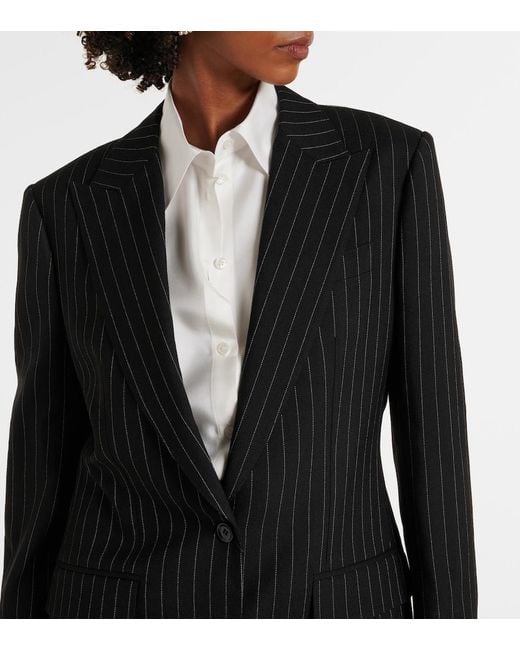 Dolce & Gabbana Black Pinstripe Virgin Wool Blazer