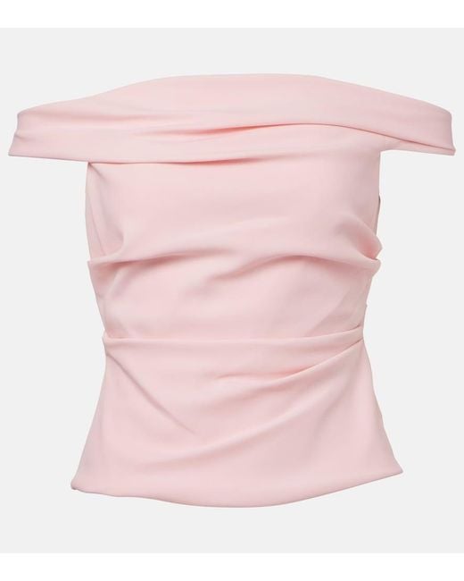 The Sei Pink Draped Off-Shoulder Crepe Corset