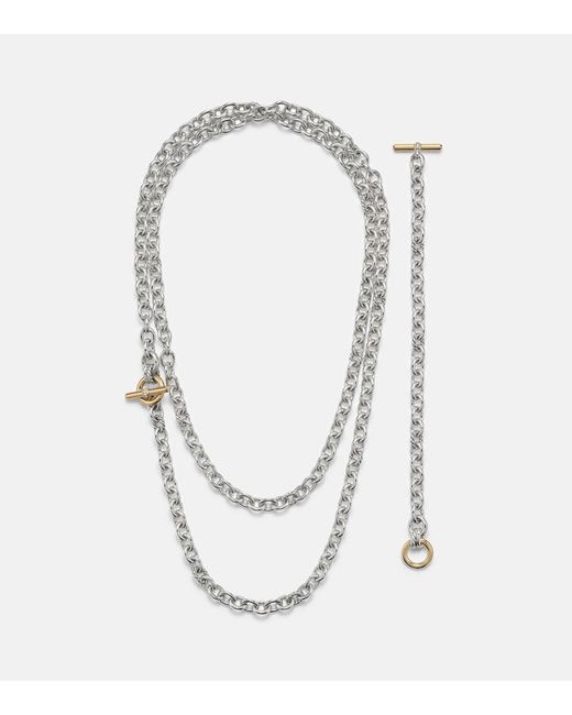 David Yurman White Dy Mercer Sterling And 18Kt Chain Necklace With Diamonds