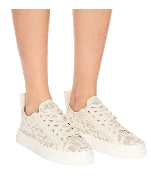 Chloé Lauren Lace Sneakers in Beige (Natural) - Save 62% - Lyst