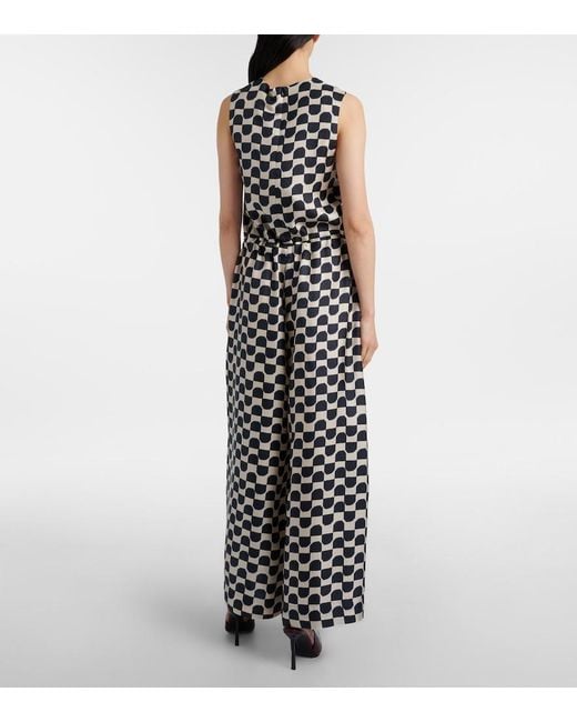 Max Mara White Ronchi Printed Silk Jumpsuit