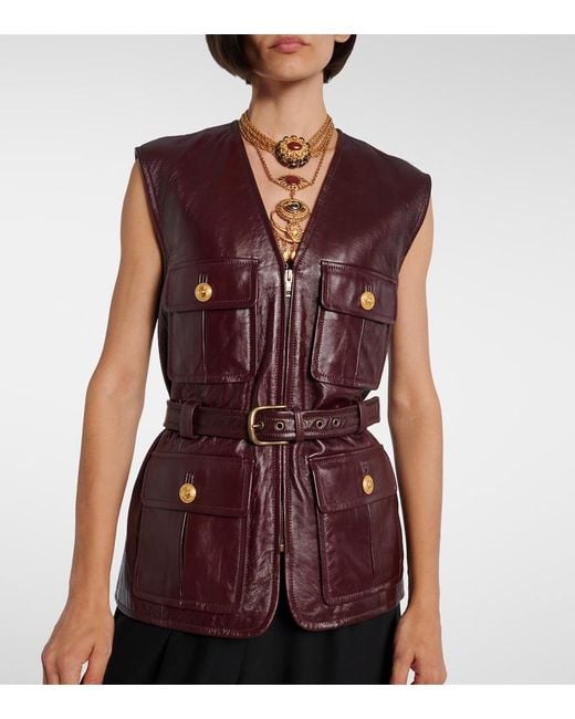 Chaleco De Piel Con Cinturon Chloé de color Purple