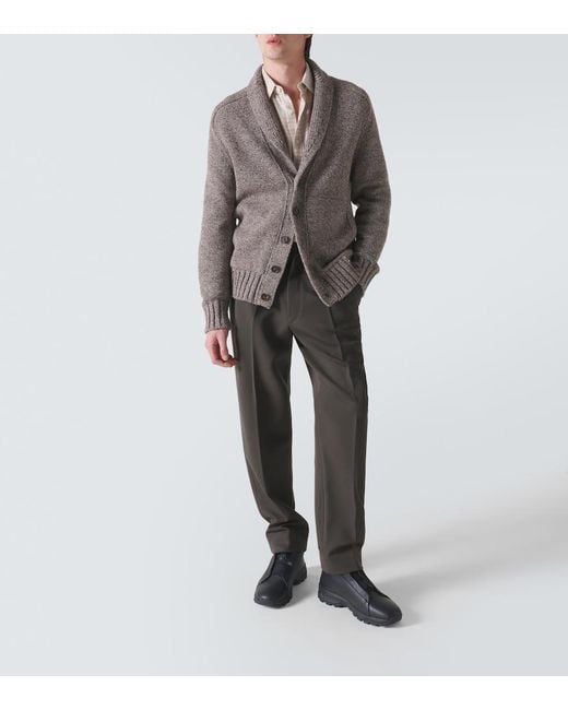 Zegna Gray Wool Straight Pants for men