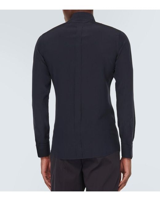 Dolce & Gabbana Blue Silk Crepe De Chine Shirt for men