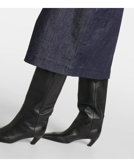Vestido Midi De Denim Con Cinturon Max Mara de color Blue